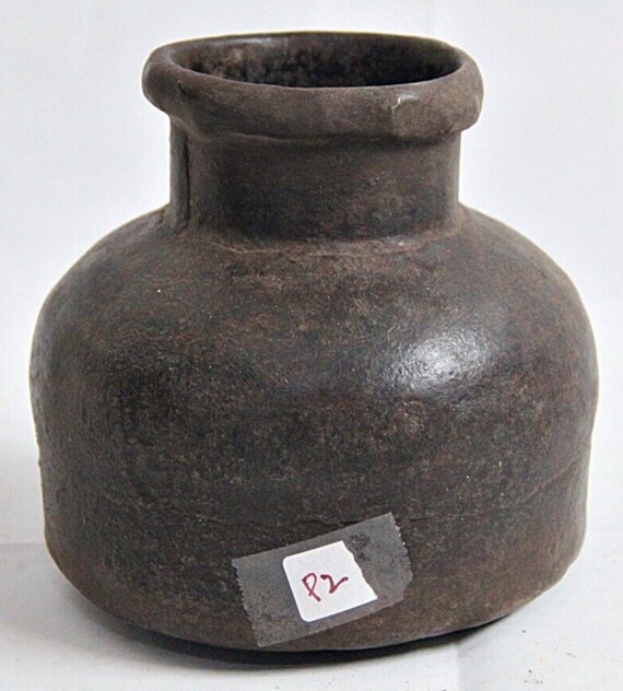 Vintage Hand Crafted Small Indian Iron Water Pot (Matka) – Unique Ethni Decor | Rare Collectible Art Piece | Rustic Old-World Charm