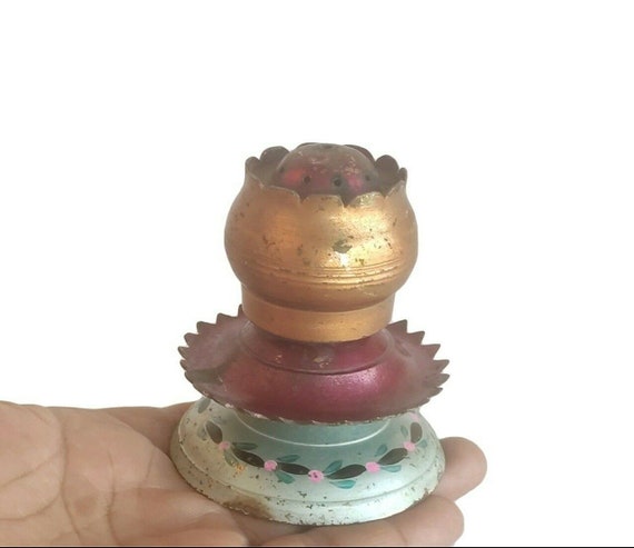 Rare Vintage Brass Agarbatti Stand– Hand-Painted Hindu Puja Incense Holder | Antique Prayer Ritual Decor | Unique Spiritual Home Altar Piece
