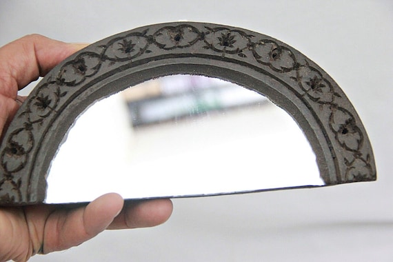 Wooden Block Wall Hanging Mirror Frame, Unique Rare Vintage Hand Carved Decor, Rustic Home Wall Art, Farmhouse Mirror Frame