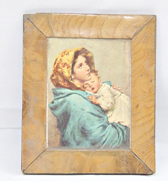 Rare Old Vintage Print Greeting Card Cut N Paste Art Framed Picture Hand Crafted Unique Design for Charming Home Decor or Thoughtful Gift