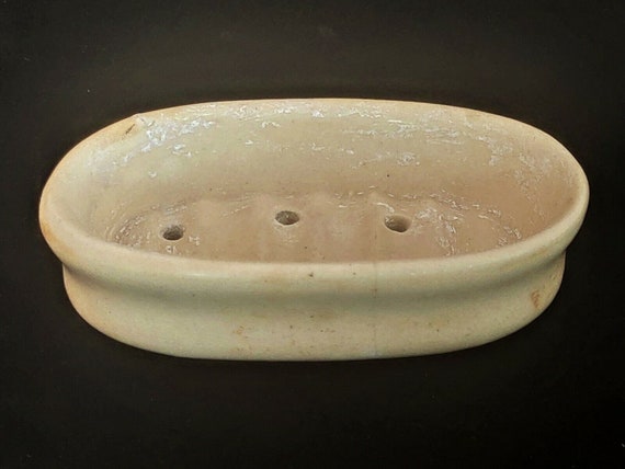 Rare Antique Indian Handcrafted Ceramic Soap Dish Tray with Drain Holes, Unique Boho Bathroom Accessory, Retro Vintage Collectible Décor Gem
