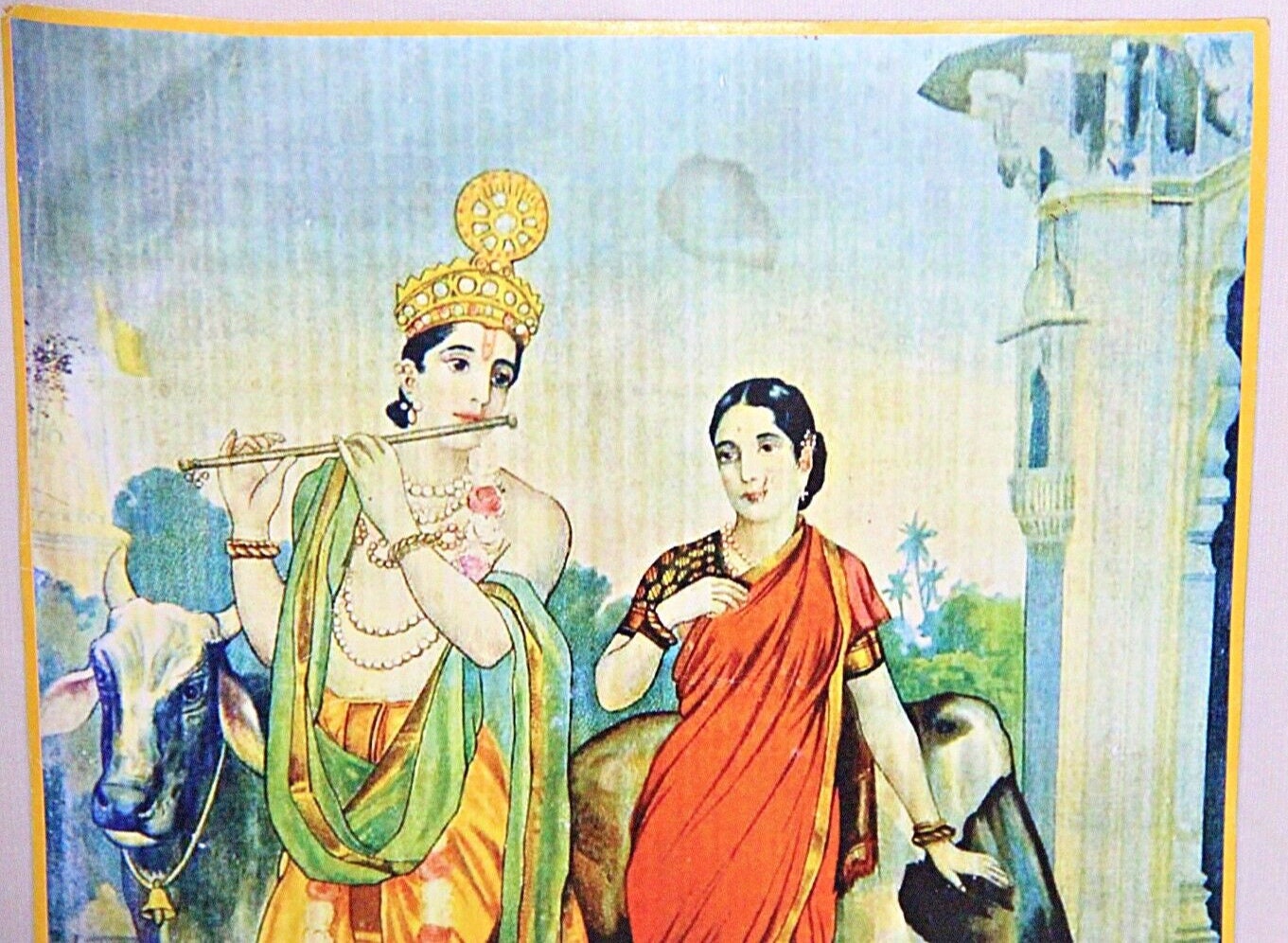 God Raja Rani Indian Mythology Hindu God Raja Ravi Varma Lithograph Re-print of Radha ...