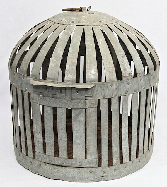 Large Vintage Handmade Indian Iron Hanging Bird Cage Pinjara Unique Decor for Home Garden Antique Style with Rich History and Craftsmanship
