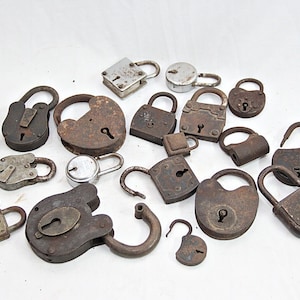 Vintage Padlock Set of 20 - Iron & Metal Locks No Keys- Non-Working, Ideal for Creative Projects and Restoration- Unique Old Padlock