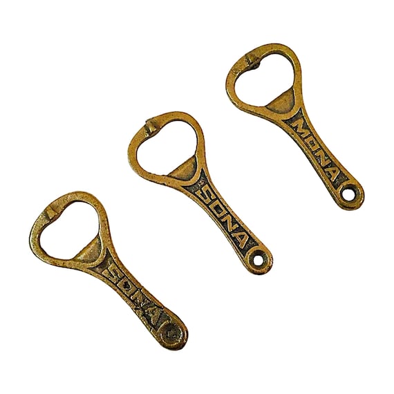 3 Piece Metal Bottle Opener, Classic Design for Beer, Soda, Wine from India, Retro Barware Set, Vintage Timeless Metal Craft Essential Tool
