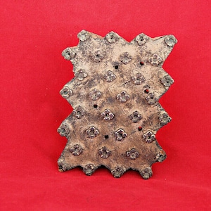 Raro timbro a blocco in legno intagliato a mano d'epoca / Strumento di stampa tessile unico / Timbro in tessuto di forma raffinata / Modello di intaglio antico da collezione