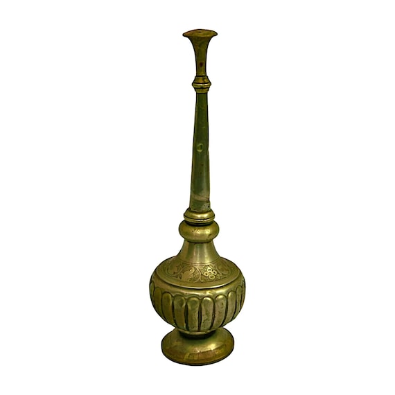 Rare Old Vintage Indian Brass Engraved Gulabdani– Rose Water Perfume Sprinkler | Unique Antique Home Decor | Exquisite Collector’s Showpiece