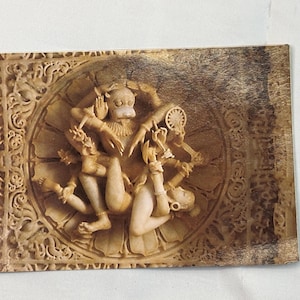 Cartão postal vintage raro de Narsingh Avtar no Templo Jain de Dilwara, Monte Abu, artefato religioso antigo colecionável de arquitetura sagrada