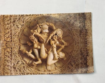 Vintage ansichtkaart Narsingh Avtar, religieuze kunst Dilwara-tempel, Vishnu-avatar Collectible, retro India-souvenir