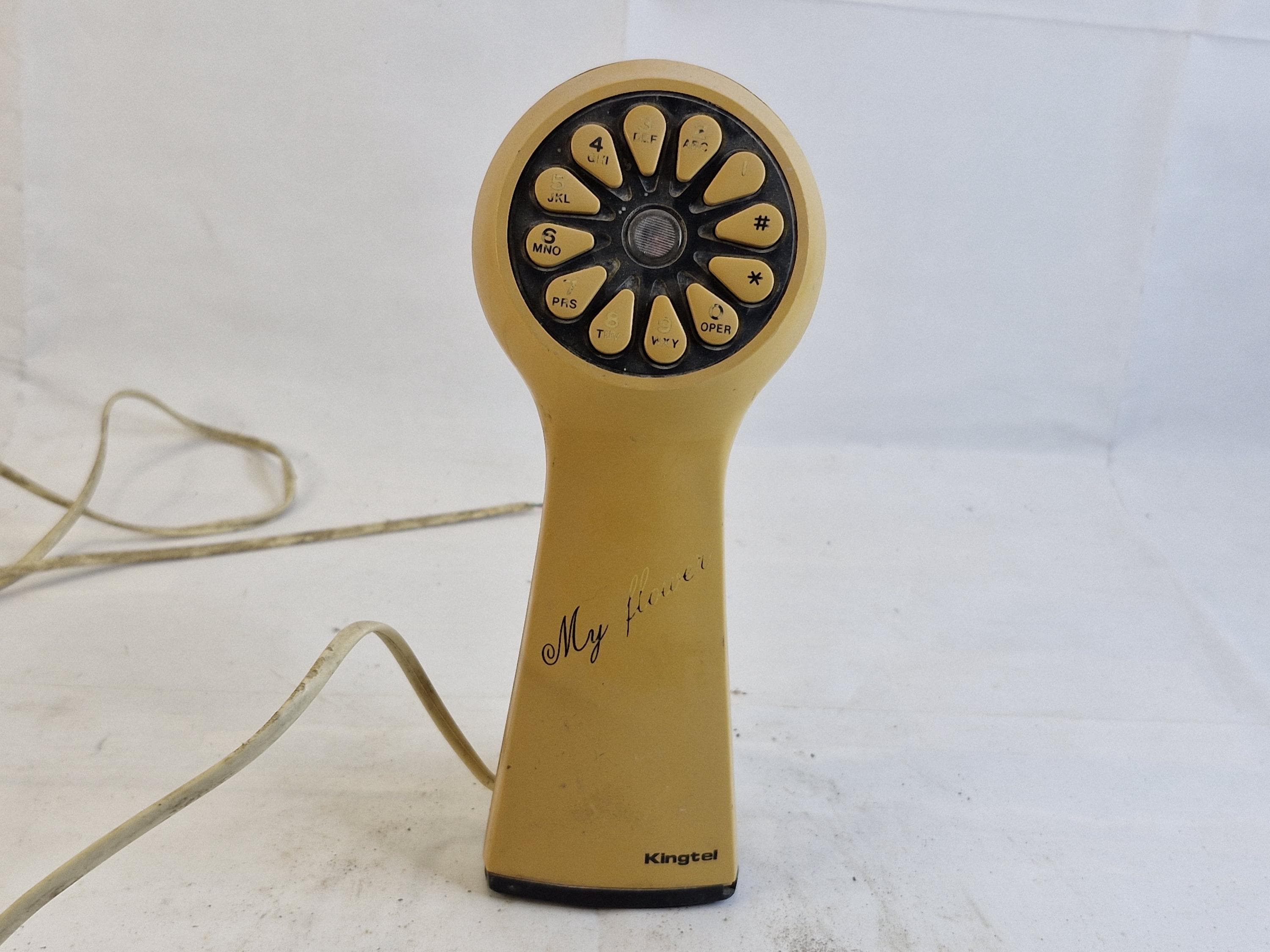 キングテル製ヴィンテージ My Flower 独立型電話機、有線固定電話 