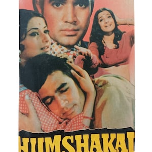 Cartão de saguão de cinema com impressão litográfica vintage rara original | Pôster colecionável de Bollywood | Memorabilia de filmes indianos | Presente exclusivo de arte retrô