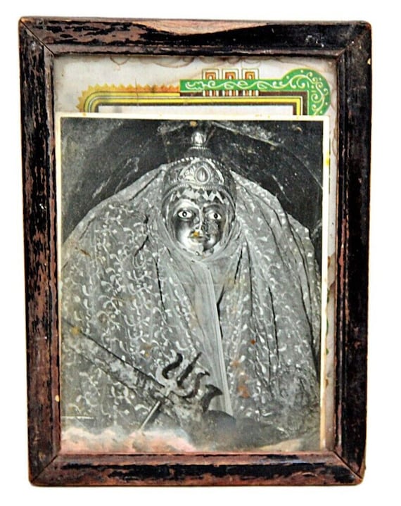 Vintage Black and White Photograph of Hindu Goddess– Elegantly Framed in Wood | Sacred Art Décor | Spiritual Home Decor | Timeless Art Piece