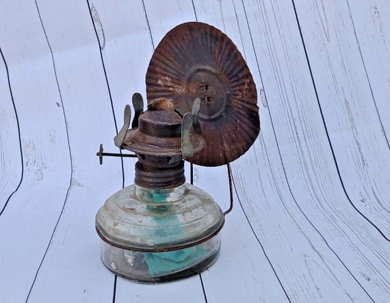 Kerosene Oil Lamp – Unique Vintage Indian Glass Font Design Collectible Rustic Lighting | Old-World Charm for Home & Farmhouse Decor