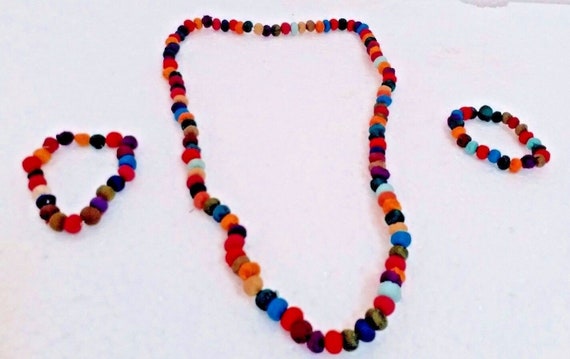 Handmade Multi-Color Silk Bead Necklace & Bracelet Set – Unique Artisan Jewelry, Bohemian Accessory for Every Occasion, Vibrant and Stylish