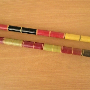 Vintage Carved Lacquer Painted Dandiya Sticks, Multi Colour Wooden Dandiya, Traditional Dance Sticks Set, Handmade Indian Decor, Collectible