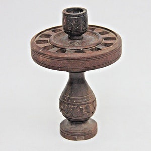 Handmade Wooden Candle Holder: Vintage Artisan Home Decor
