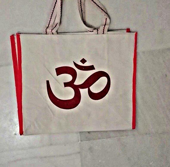 Rare Om Print Canvas Tote Bag Handmade Eco-Friendly Reusable Shopper, Casual Everyday Carry, Sustainable Fashion for Green Living & Stylish