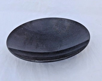 Vintage Black Stone Fruit Bowl: Rustic Indian Decor