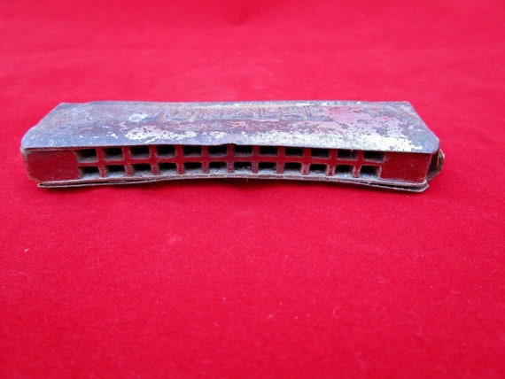Vintage Junglee Marked Harmonica– Rare Wood and Tin Mouth Organ | Antique Musical Instrument Collectible | Rustic Home Decor and Unique Gift