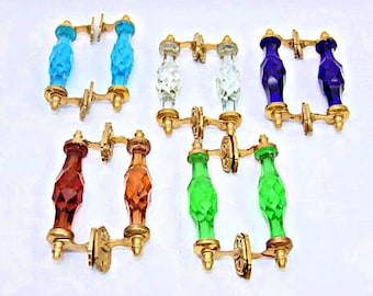 Maniglie per porte in ottone e vetro tagliato d'epoca: decorazioni artistiche per chiese vittoriane