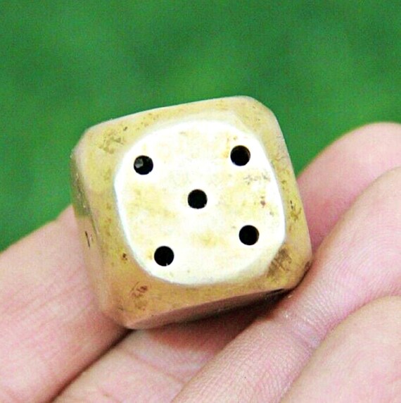 Rare Vintage Handmade Brass Dice for Ludo, Unique Collectible Six Sided Game Pieces, Antique Decor and Incense Holder, Rare Gaming Accessory