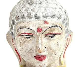 Statua di Buddha in argilla fatta a mano d'epoca: decorazione per meditazione spirituale