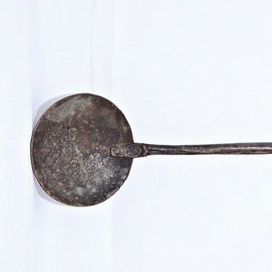 Hand Carved Tribal Spoon Oil Lamp: Vintage Indian Decor