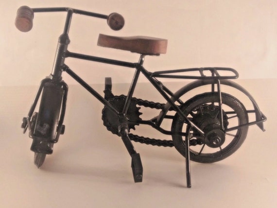 Vintage Wooden and Iron Cycle Toy– Handcrafted Indian Art Piece, Antique-Inspired Sculpture, Unique Home Decor & Perfect Gift for Collectors