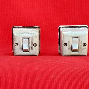 Vintage Bakelite Ceramic Square Switch Set: Retro Indian Decor