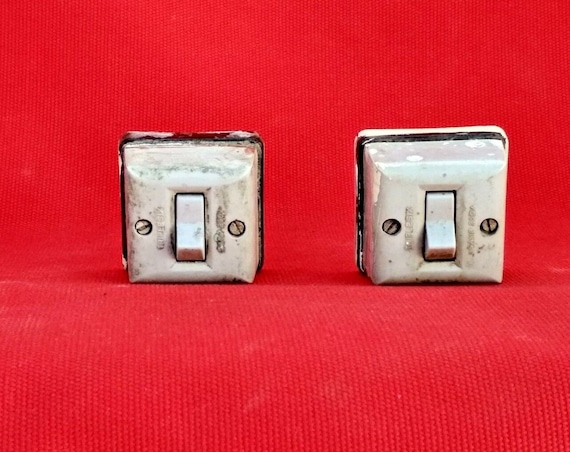 Vintage Collectible Bakelite Ceramic Square Switches from India – Antique Electrical Switch Set | Retro Home Decor | Unique Industrial Piece