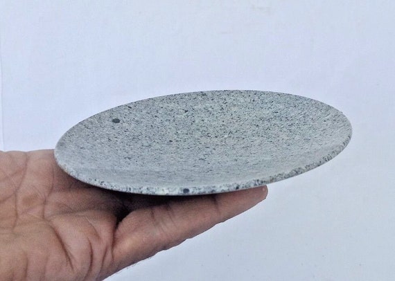 Rare Vintage Hand-Carved Stone Platter – Rustic Indian Tray, Antique Rice/Salad Plate for Farmhouse Kitchens and Artisanal Décor Enthusiasts