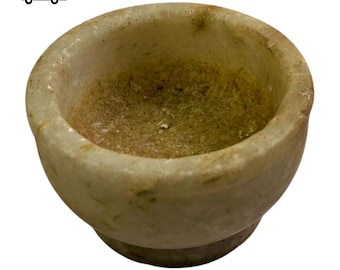 Vintage Marble Mortar: Hand-Carved Indian Spice Grinder
