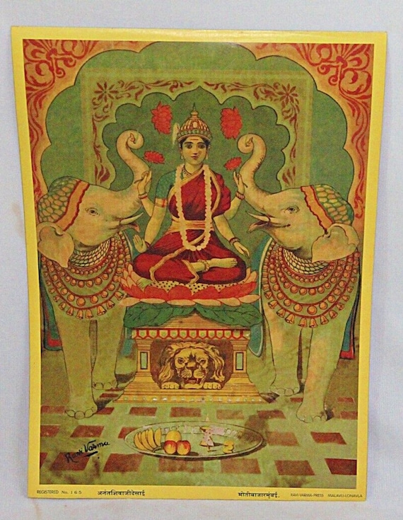 Rare Unique Raja Ravi Varma Lithograph Re-print of Beautiful Indian Mythology Scene Art Print Decorative Piece, Gift Ideas and Collectibles