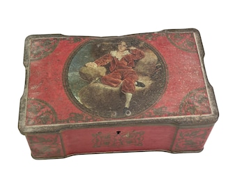 Vintage A.S. Wilkin Ltd. “The Red Boy” Toffee Tin Box – England – Classic Portrait Design