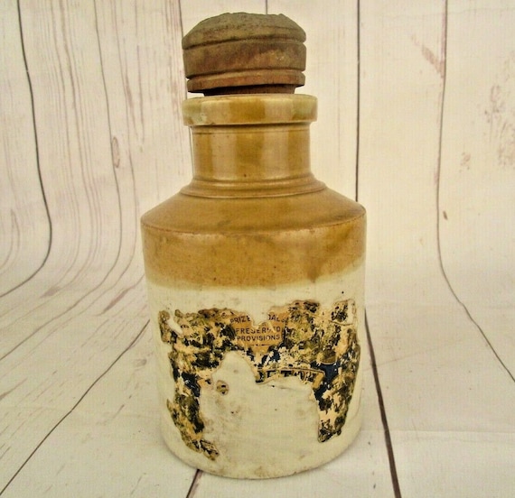 Antique 1850s Vintage Jar Old William Powell Bristol Stoneware Pottery Crock Collectible Kitchen Decor Unique Gift for Pottery Lovers