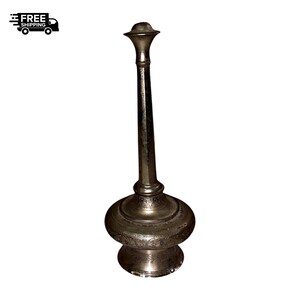 Vintage Hand-Engraved Brass Gulabdani: Chrome Rose Water Sprinkler