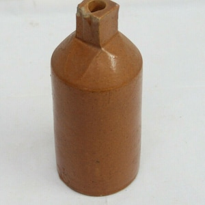 Vintage Stoneware Ink Bottle: Antique Ceramic Pour Spout, Desk Decor