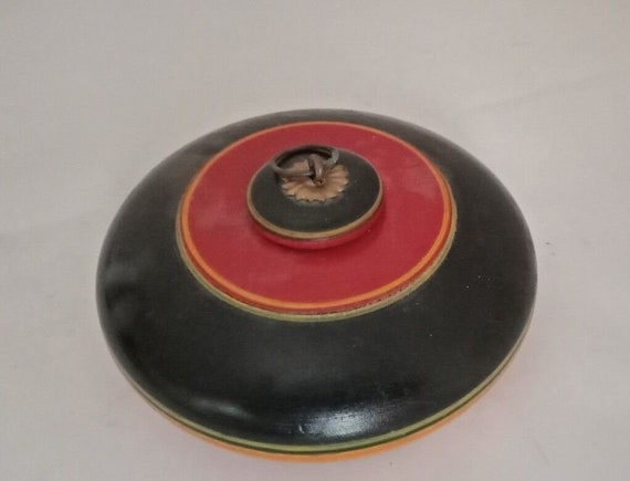 Vintage Hand-Carved Wooden Opium/Tobacco Box – Painted Lacquer Storage Antique Rustic Keepsake Unique Collectible Decor & Conversation Piece