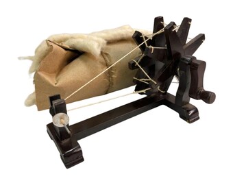 Wooden Gandhi Charkha Spinning Wheel, Miniature Wood Tabletop, Indian Folk Craft Decor
