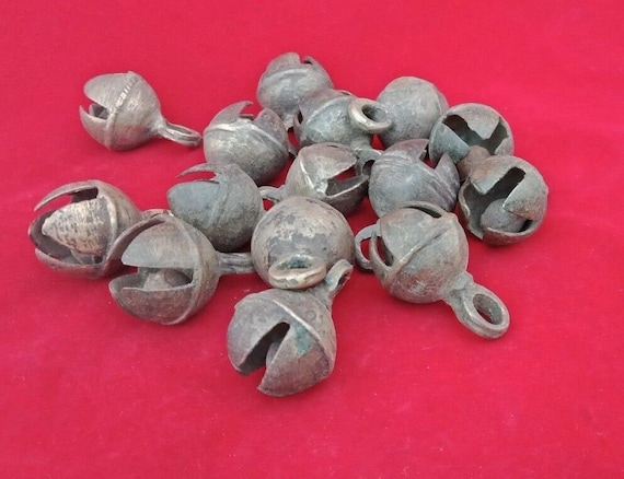 Antique Handcrafted Brass Cow/Ox Bells Rare Vintage Indian Metal Chimes Unique Christmas Decor, Collectible Festive Holiday Decorative Piece