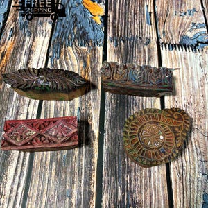 Textile Printing Wooden Fabric Stamp Block | Vintage Handcarved Traditional Design for Fabric Art, Crafts, and Collectors
