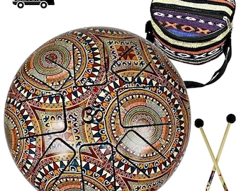 Tambor de lengüeta de acero de 6 pulgadas, percusión handpan con diseño de mandala, instrumento de meditación y sanación sonora.