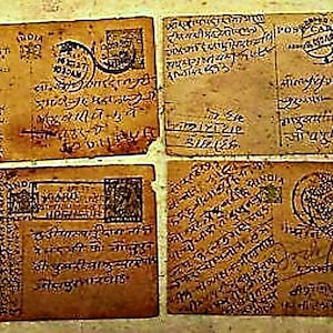 Juego de postales vintage manuscritas de la década de 1900, coleccionables originales de la India británica, 4 cartas antiguas, colección única de postales.