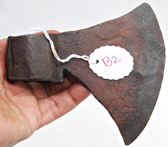 Antique Hand Forged Tribal Iron Axe - Unique Historical Piece from India for Collectors  and Decor Enthusiasts