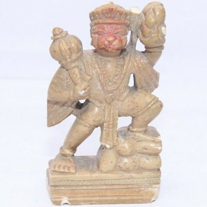 Vintage Hand Carved Marble Hanuman Statue: Hindu Monkey God Decor