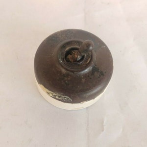 Vintage Brass Cap Ceramic Electric Switch: Retro Lighting Fixture Made in England