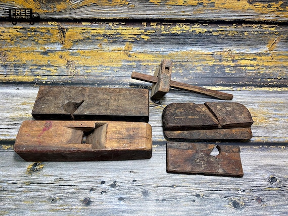 Vintage Wooden Carpenter's Junk Drawer Lot – Assorted Antique Hand Tools, Rustic Workshop Collectibles for DIY Enthusiasts & Nostalgic Tool