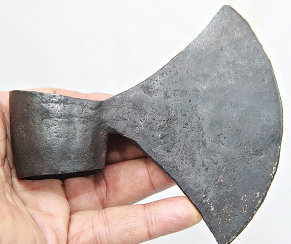 Vintage Tribal Iron Axe Hand Forged Hatchet from India Unique Salvage Decoration Authentic Blacksmith Craftsmanship Collectible