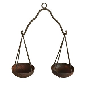 Vintage Iron Weight Balance Scale with Fixed Strings – Rare Unique Antique-Style Decor | Rustic Charm for Home | Decorative Industrial Touch