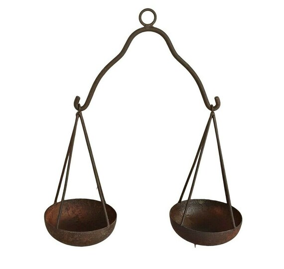 Vintage Iron Weight Balance Scale with Fixed Strings – Rare Unique Antique-Style Decor | Rustic Charm for Home | Decorative Industrial Touch